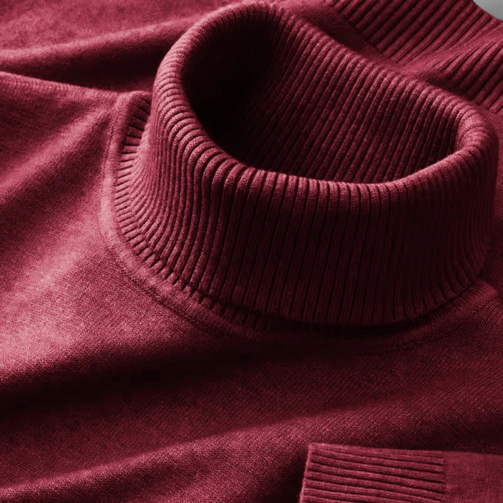 Men's ribbed roll neck jumper with long sleeves and ribbed cuffs