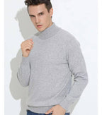 Men's long-sleeve turtleneck sweater with ribbed trims