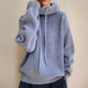 Women's knitted hoodie with drawstrings and ribbed trims