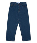 Men's baggy wide-leg jeans shown in black and light blue washes
