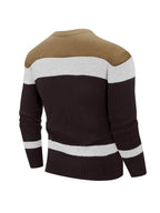 Men's long-sleeve colour-block cable knit sweater with crew neck
