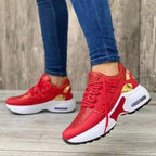 Women's lace-up sneakers with panelled uppers and platform soles