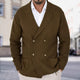 Men's double-breasted knitted cardigan with notched lapels and patch pockets