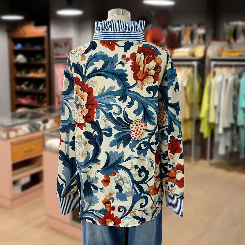 Women's vintage floral printed blouse