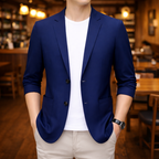 Men's casual blazer with notched lapels and front pockets