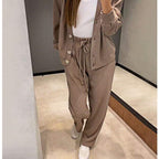 Women's knit cardigan and wide-leg trousers co-ord set