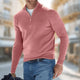 Men's long-sleeve quarter-zip knit sweater with mock neck