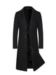 Men's long single-breasted overcoat with notched lapels