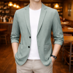 Men's casual blazer with notched lapels and front pockets
