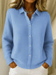 Women's ribbed knit cardigan with collar and button front