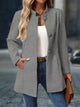 Women's slim-fit long coat with high neckline and covered buttons