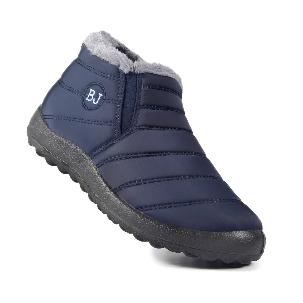 Women's high-top winter sneakers with faux fur collar and treaded sole