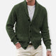 Men's ribbed knit cardigan with shawl collar and button front