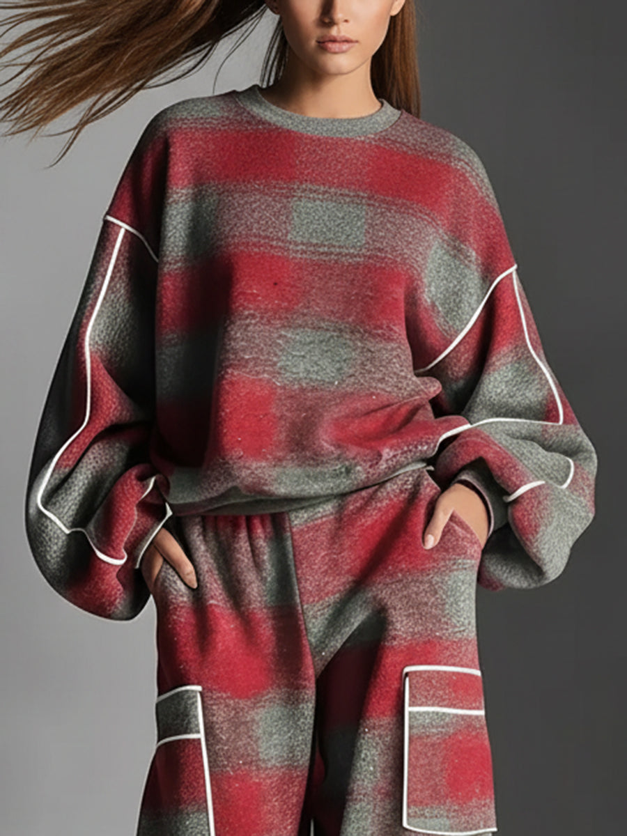 Women's loose striped contrast sweatshirt