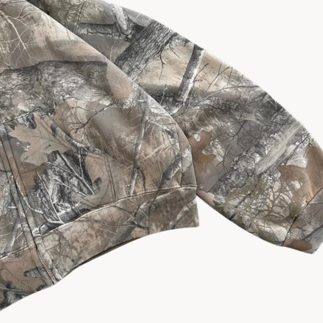 Unisex oversized camouflage hoodie with hood and front pocket