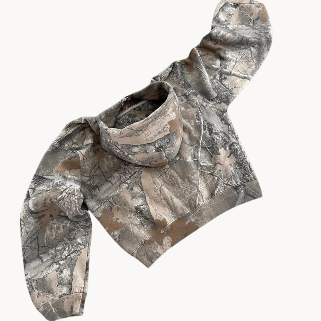 Unisex oversized camouflage hoodie with hood and front pocket