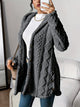 Women's hooded textured cardigan with long sleeves and button front
