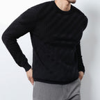 Men's textured crewneck sweatshirt with long sleeves and ribbed trims