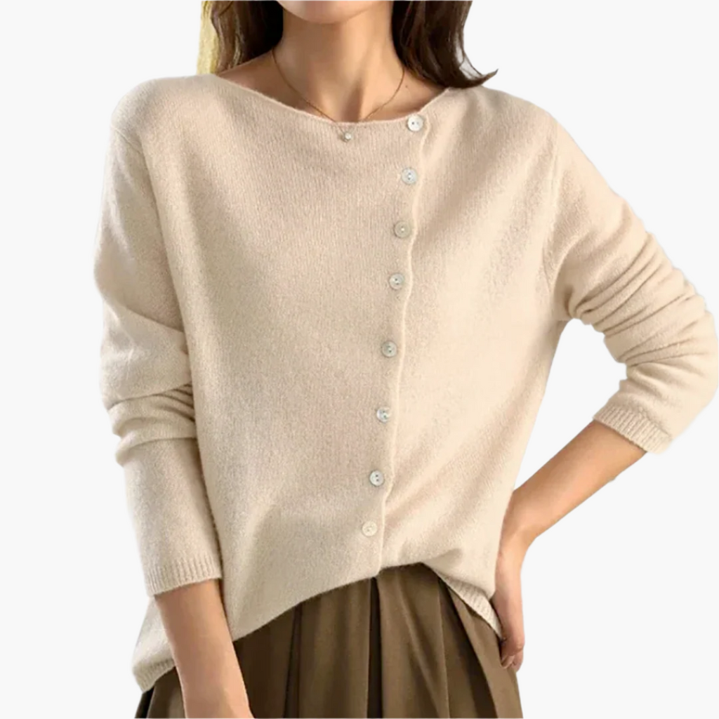 Women's V-neck button front cardigan with long sleeves
