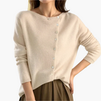 Women's V-neck button front cardigan with long sleeves