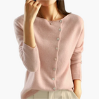 Women's V-neck button front cardigan with long sleeves