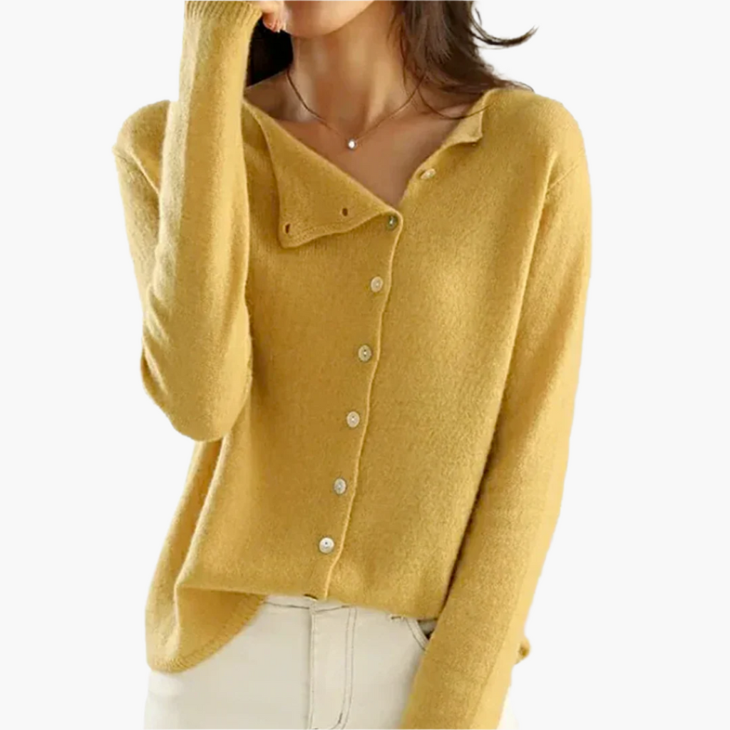 Women's V-neck button front cardigan with long sleeves