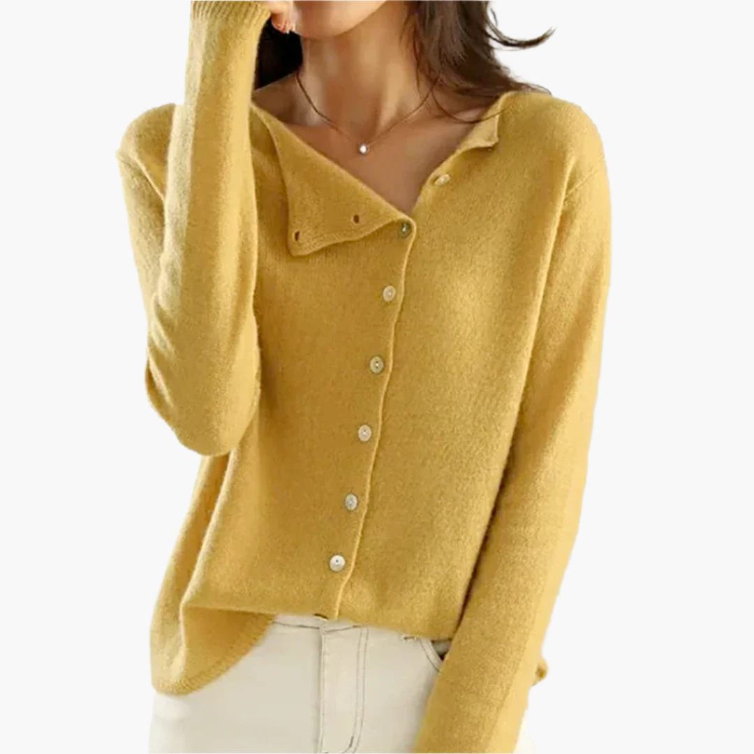 Women's V-neck button front cardigan with long sleeves