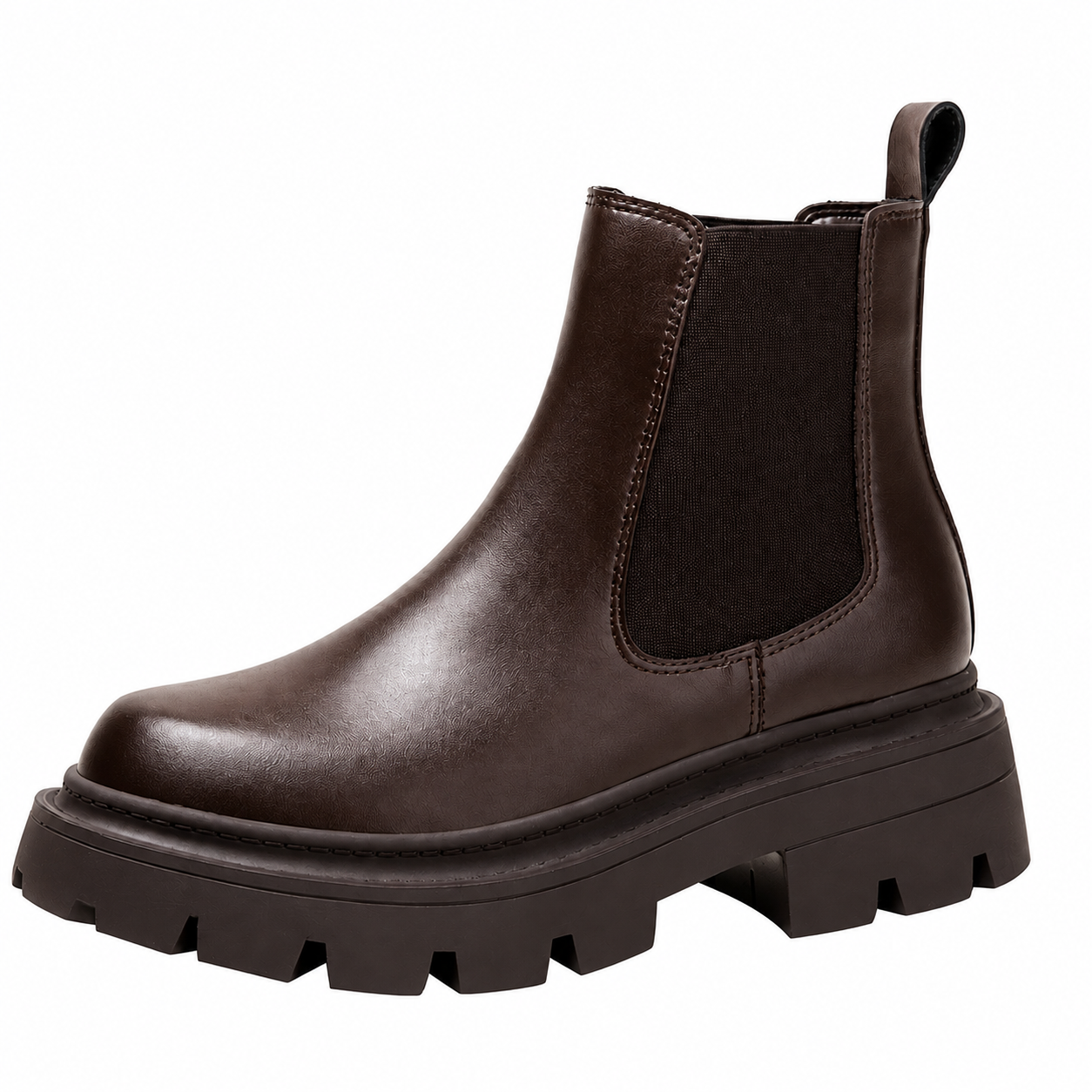 Chelsea ankle boots with elastic side panels and chunky lug soles