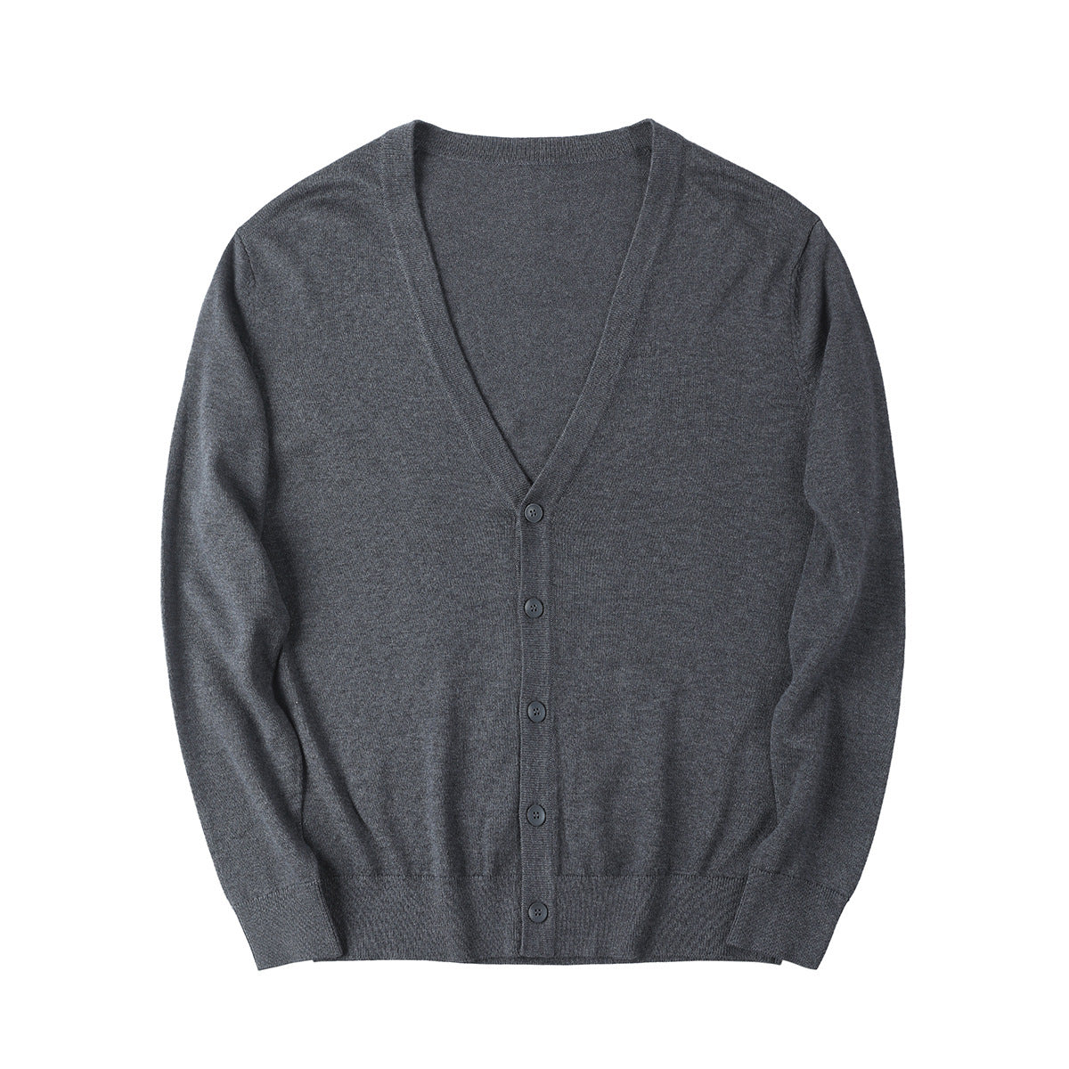 Men's slim fit V-neck button cardigan with long sleeves and ribbed trims