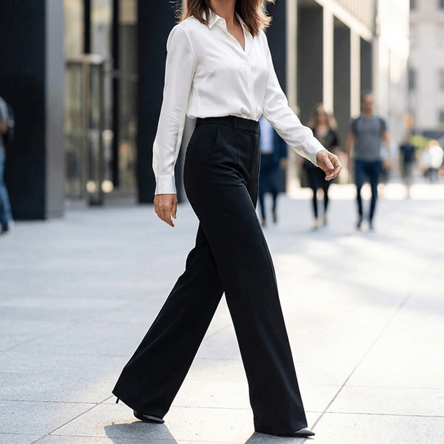 Women's high-waisted wide-leg suit trousers with front pleats