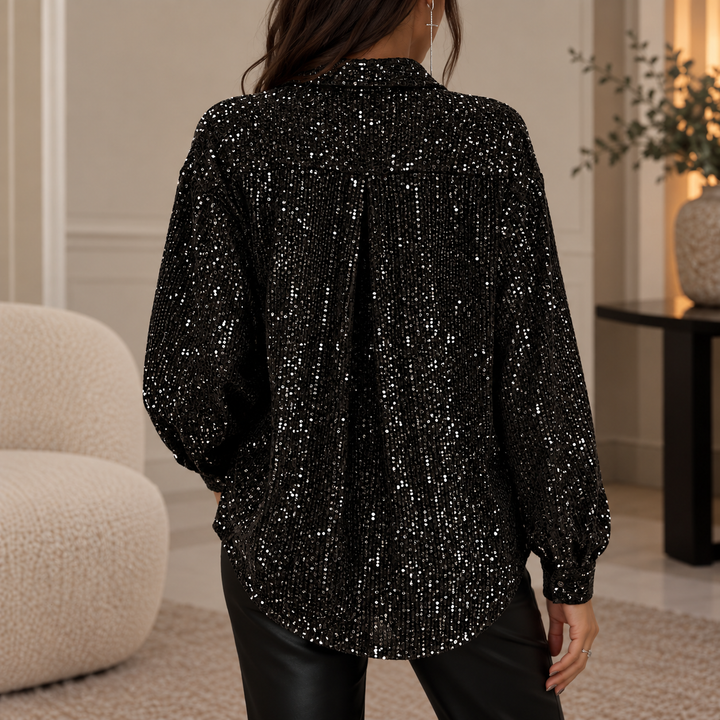 Women's Oversized Sequin Party Shirt