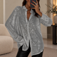 Women's Oversized Sequin Party Shirt