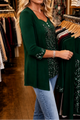 Women's Sequin Front Mock-Layer Party Top