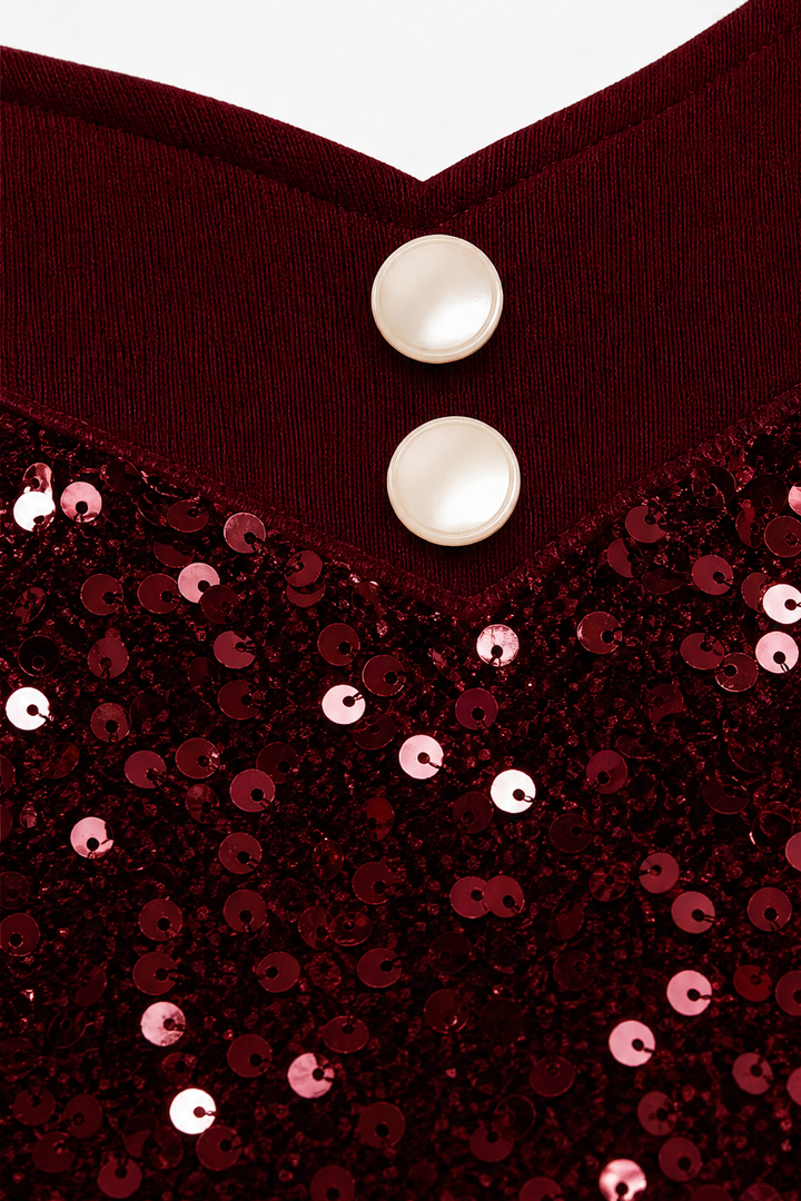 Women's Sequin Front Mock-Layer Party Top