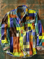 Men's multicoloured checked long-sleeve shirt with button front and chest pocket