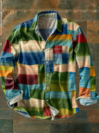 Men's multicoloured checked long-sleeve shirt with button front and chest pocket