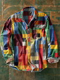 Men's multicoloured checked long-sleeve shirt with button front and chest pocket