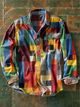 Men's multicoloured checked long-sleeve shirt with button front and chest pocket