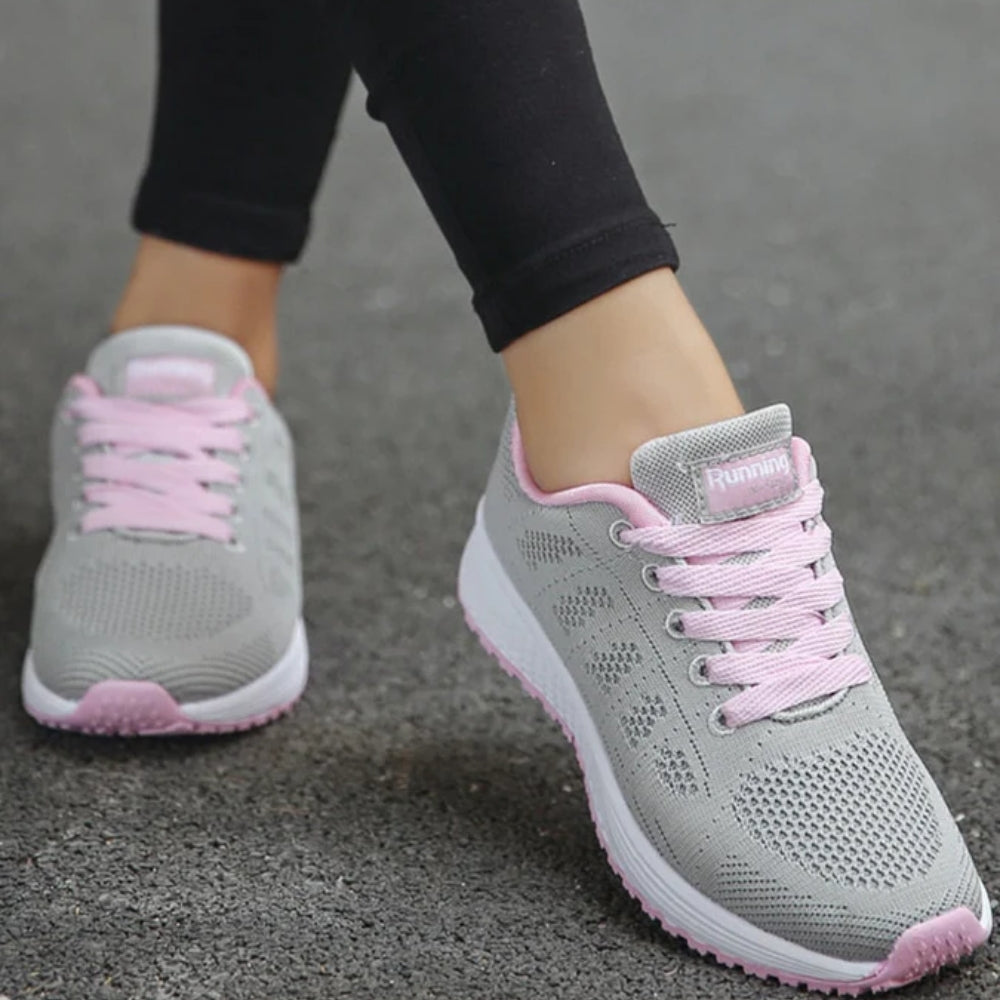 Women's low top lace-up sneakers with textured upper