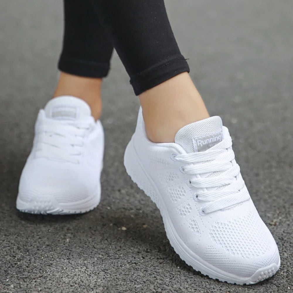 Women's low top lace-up sneakers with textured upper