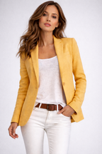 Women's single-button blazer with notched lapels and pockets