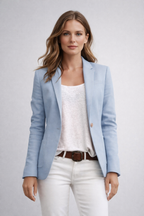 Women's single-button blazer with notched lapels and pockets