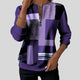 Women's geometric print sweatshirt with quarter zipper and long sleeves