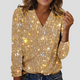 Women's Long-Sleeve Sparkle V-Neck Party Top