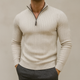 Men's ribbed half-zip sweater with high collar and long sleeves