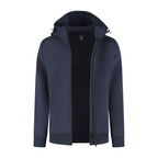 Men's navy hooded zip cardigan with long sleeves
