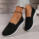 Women's knitted slip-on walking trainer with white flat sole