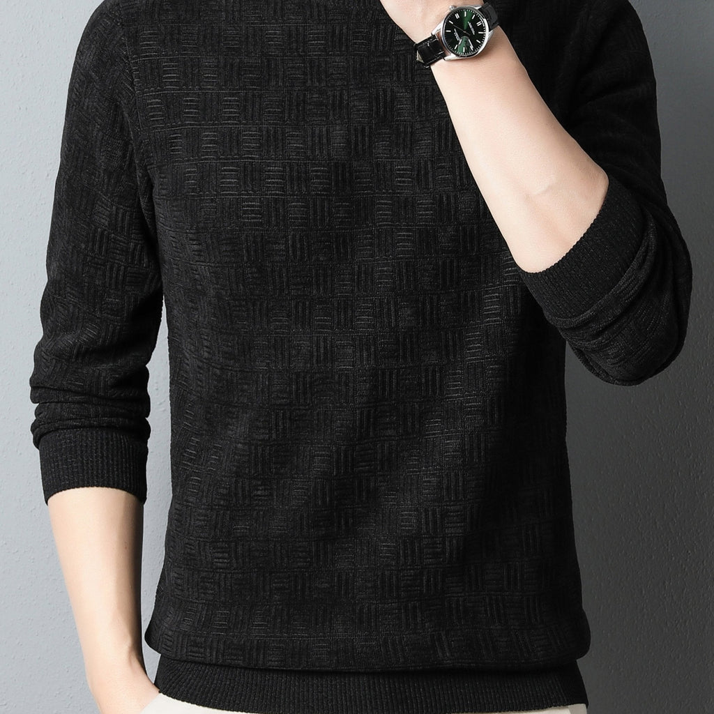 Men's textured crew neck jumper with long sleeves