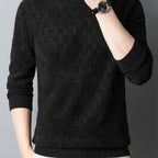 Men's textured crew neck jumper with long sleeves