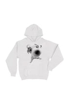 Unisex white hoodie with cat or dog graphic print